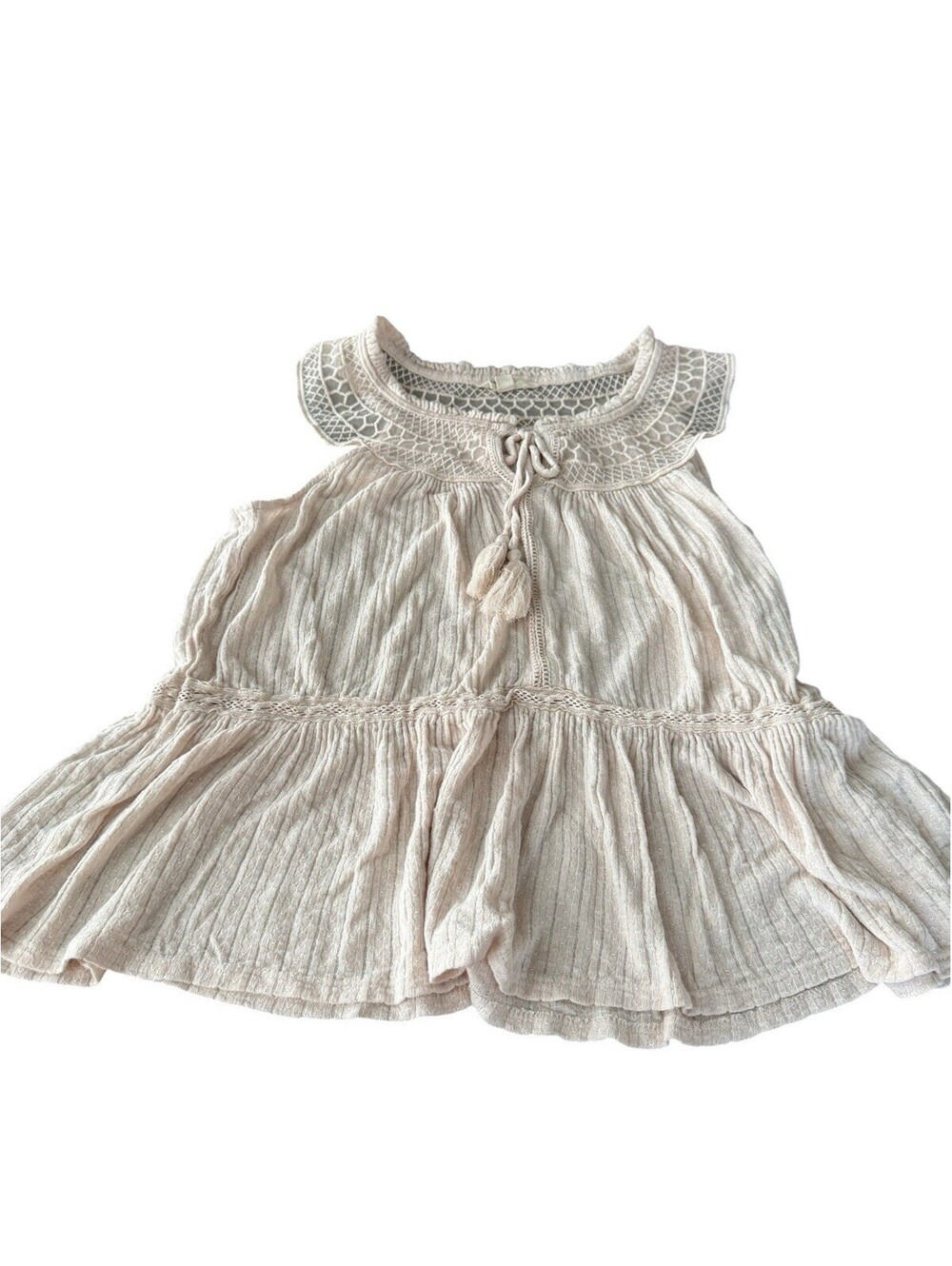 Lucky Brand Sleeveless Summer Top Lacy Fairy Boho Tiered Size M